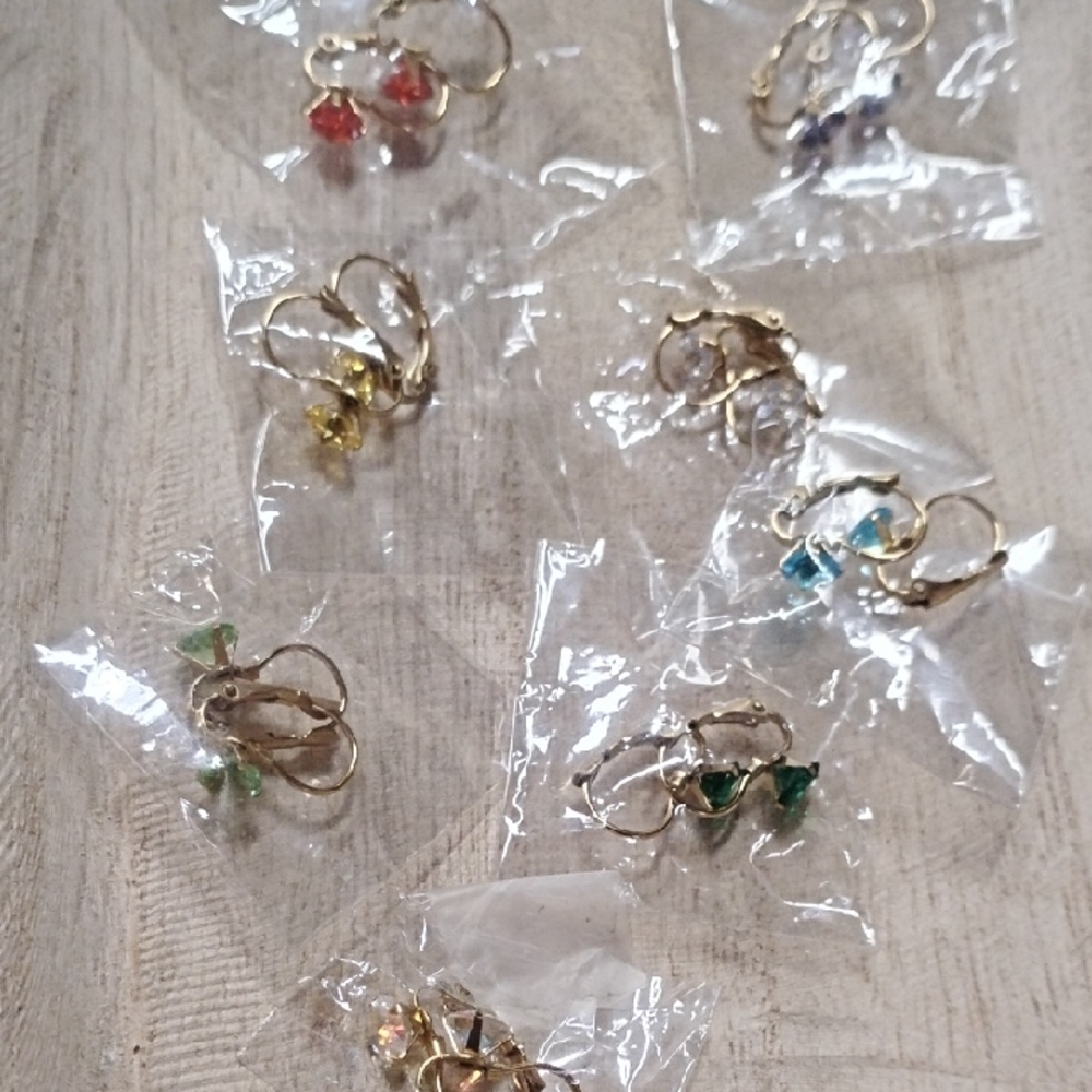 Elegant Gold-Tone Multi-Color Earrings Set